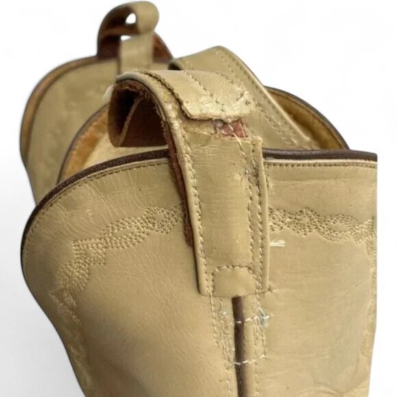 Old West Ivory Brown Long Straps Leather Western Cowboy Work Boots Men's 10 D - Picture 7 of 12